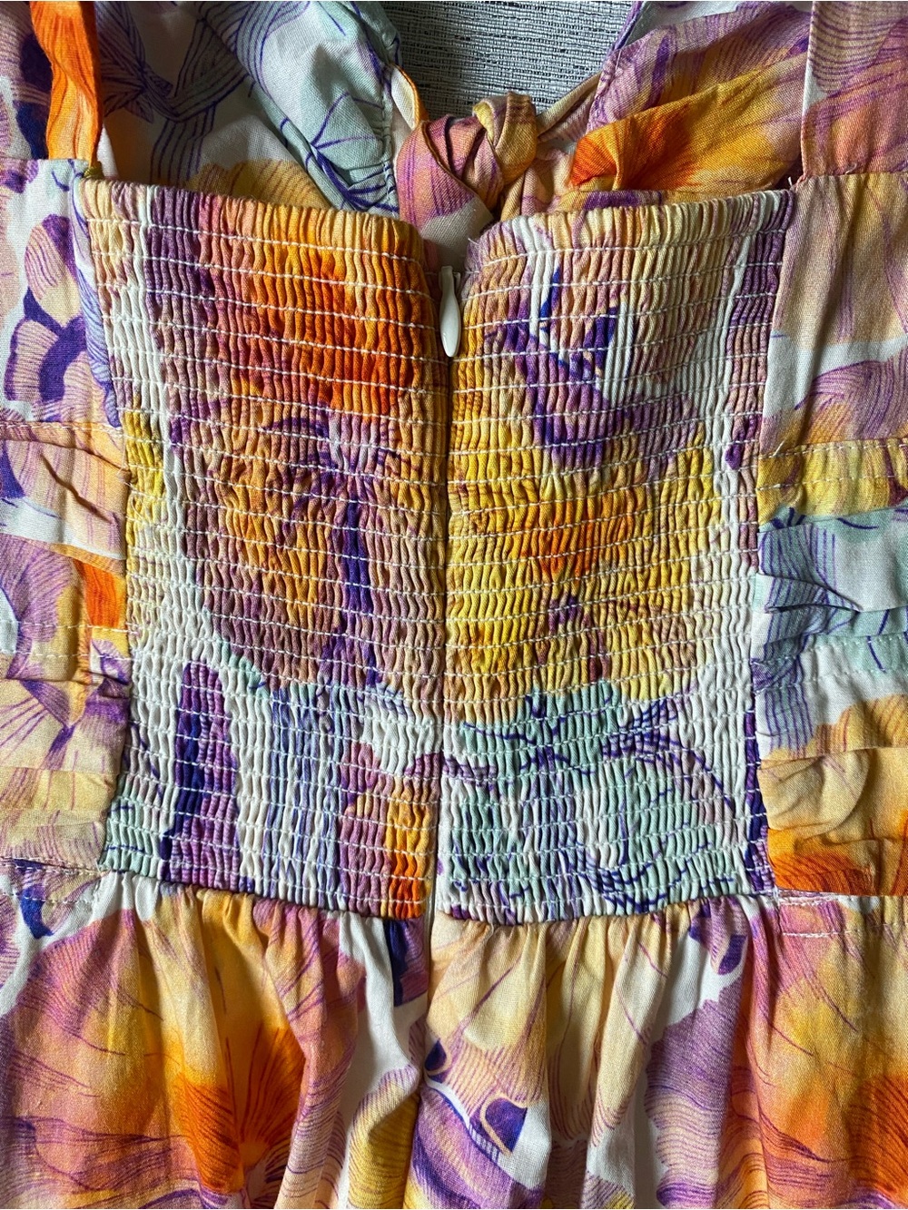 Anthropology Cecilia Pettersson Floral Tie-Front Sundress in Yellow & Purple - Picture 9 of 12